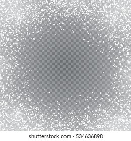 Falling Christmas snow. Snowflakes isolated on transparent background.