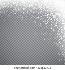 Falling Christmas snow. Snowflakes isolated on transparent background. Snowfall.