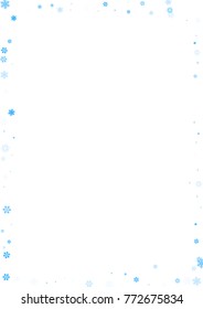Falling christmas snow. Vector New Year snowflake abstract background. Blue glitter confetti. Snowflakes decoration effect. Winter holiday print. Snowfall texture for poster, banner, card.
