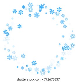 Falling christmas snow. Vector New Year snowflake abstract background. Blue glitter confetti. Snowflakes decoration effect. Winter holiday print. Snowfall texture for poster, banner, card.