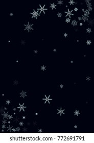 Falling christmas snow. Vector New Year snowflake abstract background. Glitter confetti. Snowflakes decoration effect. Winter holiday print. Snowfall texture for poster, banner, card.