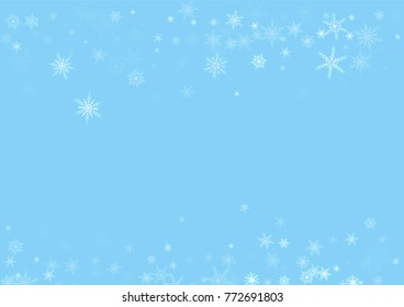 Falling christmas snow. Vector New Year snowflake abstract background. Glitter confetti. Snowflakes decoration effect. Winter holiday print. Snowfall texture for poster, banner, card.