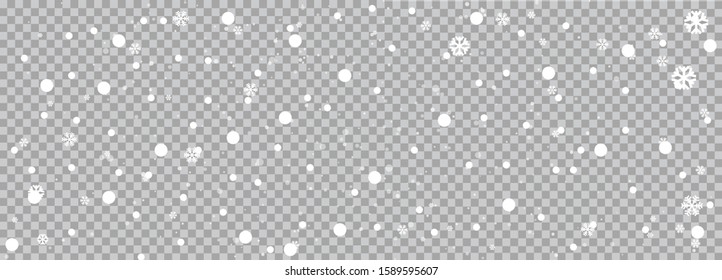 Falling Christmas snowflakes on a transparent background