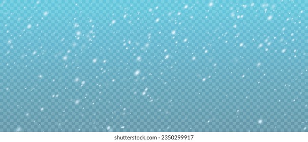 Falling Christmas snowflakes in transparent beauty, delicate and small, isolated on a clear background. Snowflake elements, snowy backdrop. Vector illustration of intense snowfall, snowflakes in diver