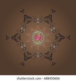 Falling Christmas stylized snowflakes. Beautiful vector snowflakes isolated on a colorful background. Snowflakes, snowfall. Illustration.