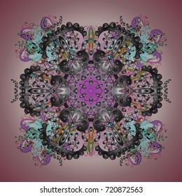 Falling Christmas stylized snowflakes. Beautiful vector snowflakes isolated on a colorful background. Snowflakes, snowfall. Illustration.
