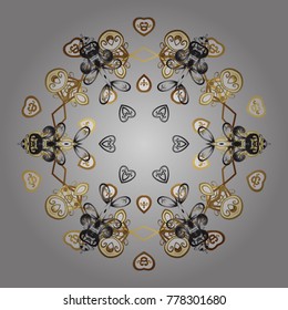 Falling Christmas stylized snowflakes. Beautiful vector gray, white and brown snowflakes isolated on a colorful background. Snowflakes, snowfall. Illustration.