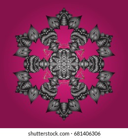 Falling Christmas stylized snowflakes. Snowflakes, snowfall. Illustration. Beautiful vector snowflakes isolated on a colorful background.