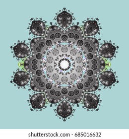 Falling Christmas stylized snowflakes. Snowflakes, snowfall. Illustration. Beautiful vector snowflakes isolated on a colorful background.