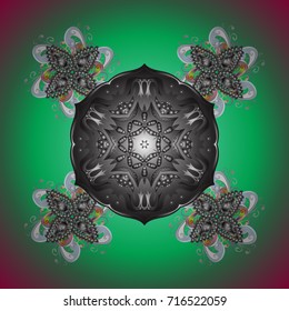 Falling Christmas stylized snowflakes. Snowflakes, snowfall. Illustration. Beautiful vector snowflakes isolated on a colorful background.