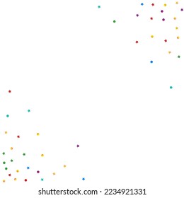 Falling Circle and Star Christmas Vector White Background. Celebration Shine Backdrop. Celebrate Dust Wallpaper. Happy Splash Effect Texture.