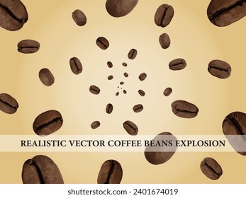 Falling coffee beans. Realistic flying coffee beans. Isolated vector coffee beans.