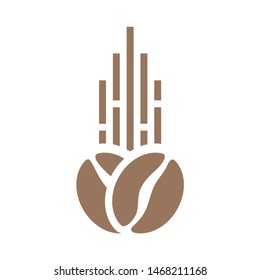 Falling coffee concept logo or gravity logo concept icon vector. Flat design with brown color.