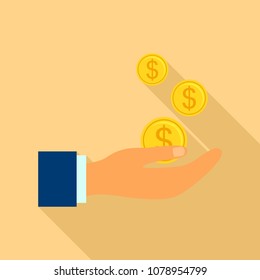 Falling coin icon. Flat illustration of falling coin vector icon for web