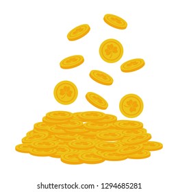 falling coins happy st patricks day vector illustration