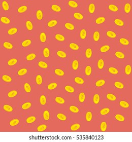 Falling coins pattern. red background