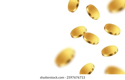 Falling coins. Vector 3D illustration isolated on white background.
