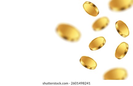 Falling coins. Vector 3D illustration isolated on white background.