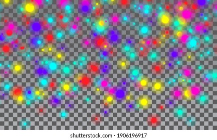 Falling color confetti. Fun background. Abstract bright colored dots. Vector.