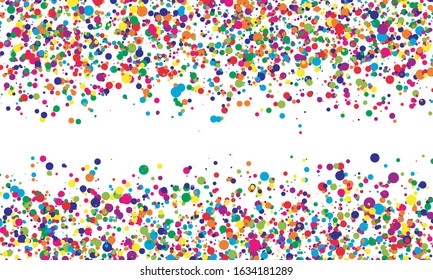 Falling color dots. Fun background. Vector illustration. Abstract bright colored dotted circles. Eps10.