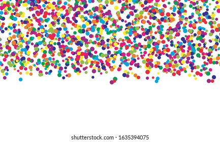 Falling color dots. Fun background. Vector illustration. Abstract bright colored dotted circles. Eps10.