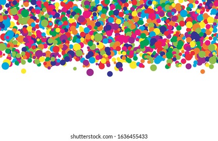 Falling color dots. Fun background. Vector illustration. Abstract bright colored dotted circles. Eps10.