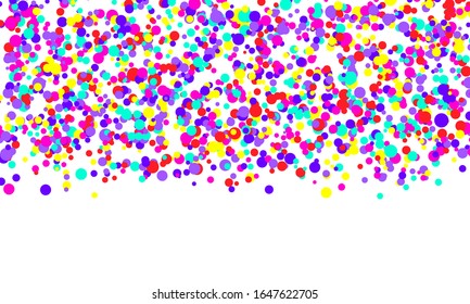 Falling color dots. Fun background. Vector illustration. Abstract bright colored dotted circles. Eps10.