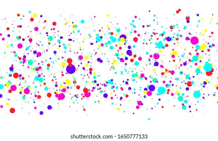 Falling color dots. Fun background. Vector illustration. Abstract bright colored dotted circles. Eps10.