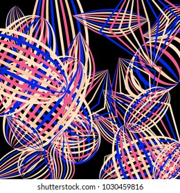 Falling color figures. Abstract background with color striped figures for poster or mobile application. Background with falling colorful geometric figures for your design. Vector texture.
