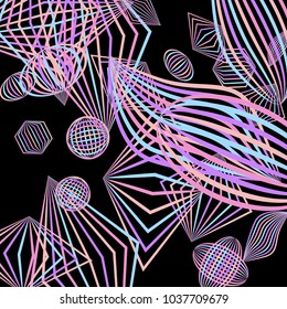 Falling color figures. Abstract background with color striped figures for poster or mobile application. Background with falling colorful geometric figures for your design. Vector texture.
