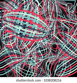 Falling color figures. Abstract background with color striped figures for poster or mobile application. Background with falling colorful geometric figures for your design. Vector texture.
