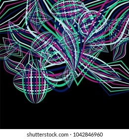 Falling color figures. Abstract background with color striped figures for poster or mobile application. Background with falling colorful geometric figures for your design. Vector texture.
