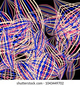 Falling color figures. Abstract background with color striped figures for print or banner. Background with falling colorful geometric figures for your design. Vector texture.

