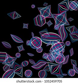 Falling color figures. Abstract background with color striped figures for card or poster. Background with falling colorful geometric figures for your design. Vector texture.
