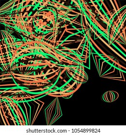 Falling color figures. Abstract background with color striped figures for poster or mobile application. Background with falling colorful geometric figures for your design. Vector texture.
