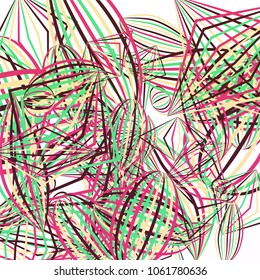 Falling color figures. Abstract background with color striped figures for card or poster. Background with falling colorful geometric figures for your design. Vector texture.
