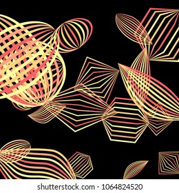 Falling color figures. Abstract background with color striped figures for print or banner. Background with falling colorful geometric figures for your design. Vector texture.
