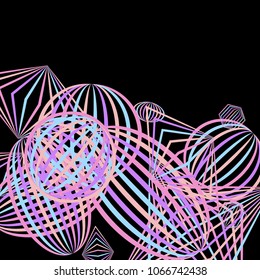 Falling color figures. Abstract background with color striped figures for poster or mobile application. Background with falling colorful geometric figures for your design. Vector texture.
