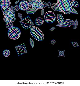 Falling color figures. Abstract background with color striped figures for poster or mobile application. Background with falling colorful geometric figures for your design. Vector texture.
