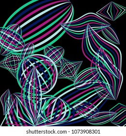 Falling color figures. Abstract background with color striped figures for mobile application or print. Background with falling colorful geometric figures for your design. Vector texture.
