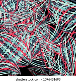 Falling color figures. Abstract background with color striped figures for poster or mobile application. Background with falling colorful geometric figures for your design. Vector texture.
