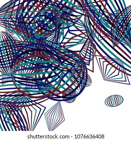Falling color figures. Abstract background with color striped figures for card or poster. Background with falling colorful geometric figures for your design. Vector texture.
