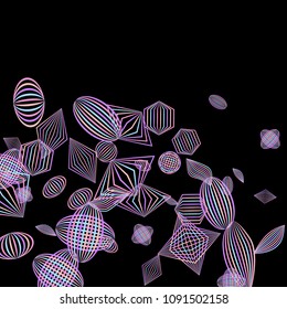 Falling color figures. Abstract background with color striped figures for poster or mobile application. Background with falling colorful geometric figures for your design. Vector texture.
