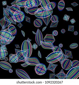 Falling color figures. Abstract background with color striped figures for print or banner. Background with falling colorful geometric figures for your design. Vector texture.
