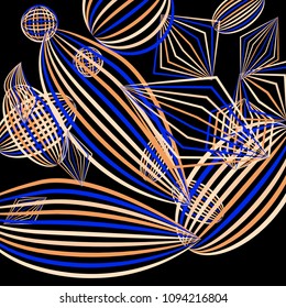 Falling color figures. Abstract background with color striped figures for mobile application or print. Background with falling colorful geometric figures for your design. Vector texture.
