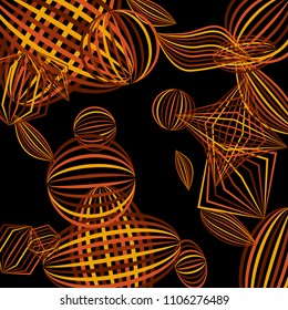 Falling color figures. Abstract background with color striped figures for poster or mobile application. Background with falling colorful geometric figures for your design. Vector texture.
