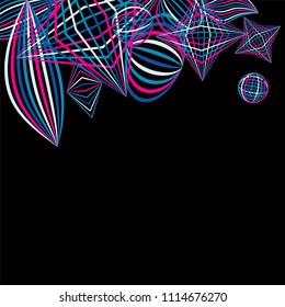 Falling color figures. Abstract background with color striped figures for print or banner. Background with falling colorful geometric figures for your design. Vector texture.
