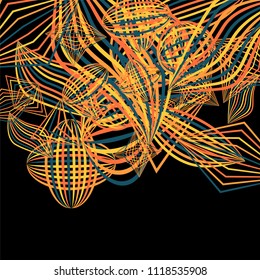 Falling color figures. Abstract background with color striped figures for card or poster. Background with falling colorful geometric figures for your design. Vector texture.
