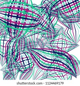 Falling color figures. Abstract background with color striped figures for mobile application or print. Background with falling colorful geometric figures for your design. Vector texture.
