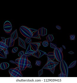 Falling color figures. Abstract background with color striped figures for card or poster. Background with falling colorful geometric figures for your design. Vector texture.
